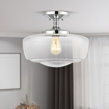 Marfa 14" Glass/Iron Farmhouse Modern LED Flush Mount